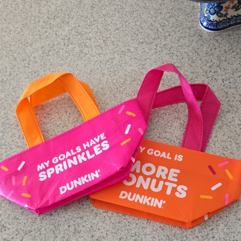 (2)Dunkin' Tote Bag Set - Pink and Orange